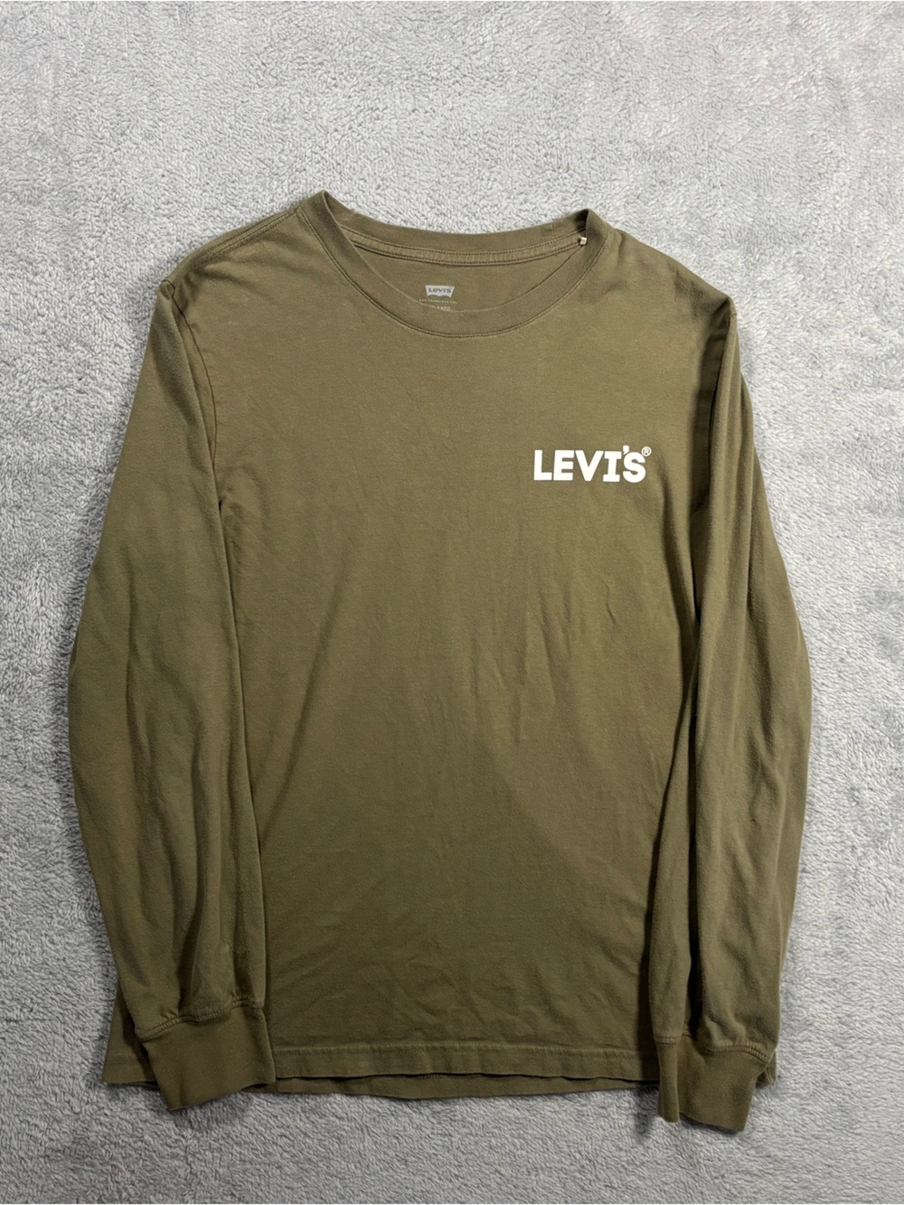 Levi's Olive Crewneck Long Sleeve Shirt with White Logo